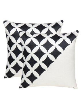 Oussum Accent Pillow Cover Cotton Geometric Cushion Cover Square Set of 2